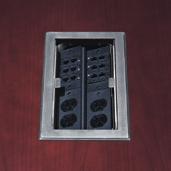 Contains two 15 amp outlets and two blanks ready to accept voice or data outlets.