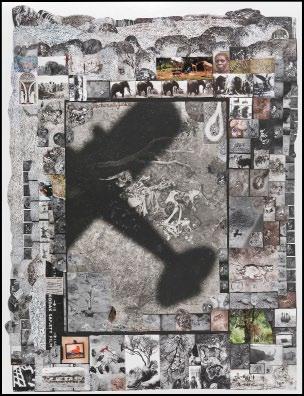 earth muse art and the environment Peter Beard, Machine in the Garden, 1972/2015 Platinum print with archival digital print collage, found object