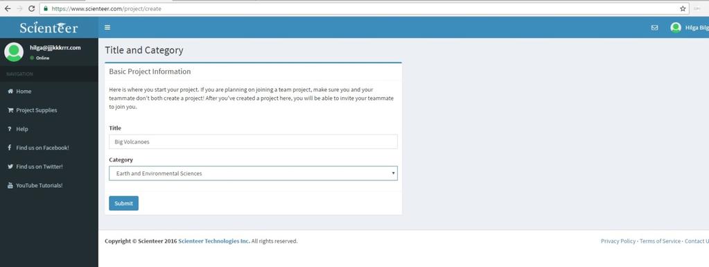 Student Guide Page 7 Starting a Project If this is the first time you have logged in, you may be taken directly to your profile page to update your personal information.