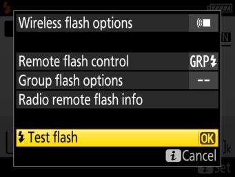 Taking Photos with Radio AWL Test-Firing Remote Flash Units Try Me Test-fire the remote flash units to ensure that they are functioning correctly. 1 Display flash info.