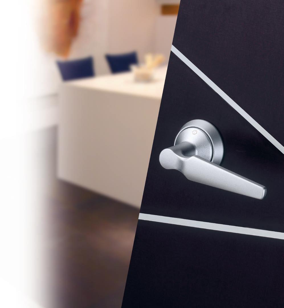 Le Havre Series HCS A1890 HOPPE Compact System for flush or rebated interior doors in timber or glass and partition doors One-piece aluminium handles with identically coloured decorative rings;