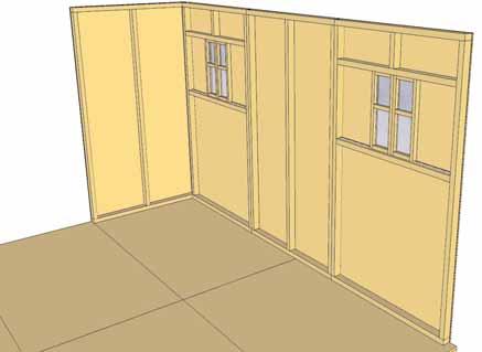 With the corner wall attachment complete, position a Solid Rear Wall Panel so bottom 2x3 wall