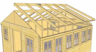 Position rafters so they sit evenly on Gable framing from