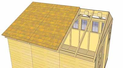 Position Panel so roof plywood sits evenly on doubled up Rafters.