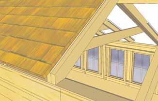 Lift up and place a Long Center Roof Panel on Rafters.