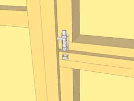 headed screws. Use shim to help keep the door evenly spaced on bottom.