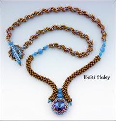 ) Saturday beading starts with Open Bead at 8:00. Our class, Moonflower, 10:00-4:30, is a collection of modified peyote stitch petals encircling bezeled chantons. Flowers rest upon a modified St.