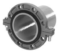 The flange provides a power-tight, rigid flanged connection; it eliminates solvent welding, tie rodding, harnessing and other forms of restraint.