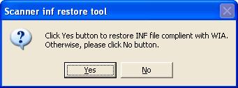 3. Insert Scanner Utility for Microsoft Windows CD-ROM into the CD drive. Double click on FtRstInf.exe file in [\Driver2\infTool] folder to execute. 4. The following message appears. Select [Yes]. 5.