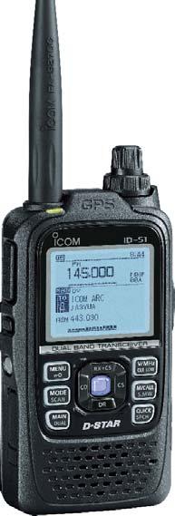 VHF/UHF DIGITAL TRANSCEIVER V/V, U/U, V/U dualwatch Independent AM/FM receiver Integrated GPS receiver Lightweight & Compact Body The ID-51A has a compact 58 105.4 26.