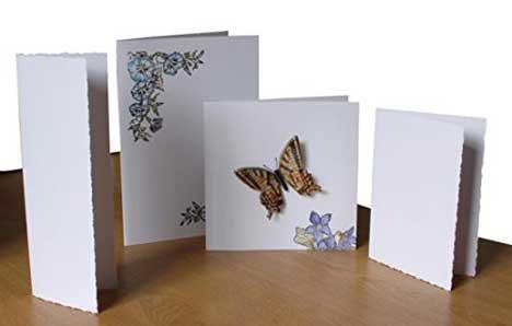 Budget Price Blank Watercolour Cards 220gsm Deckled Edges, White or Ivory colour, with envelopes Folded Size: 6 inches x 6 inches (15.25cm x 15.