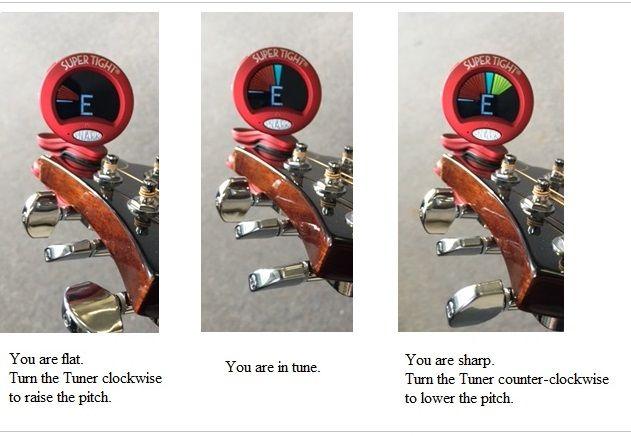 How to tune using a Snark Tuner Snark Tuners, or a similar clip-on tuner, can be bought at any guitar shop.