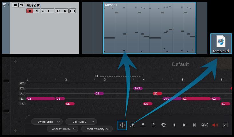 2 Export Riff to MIDI Drag the riff to MIDI track, or generate a MIDI file