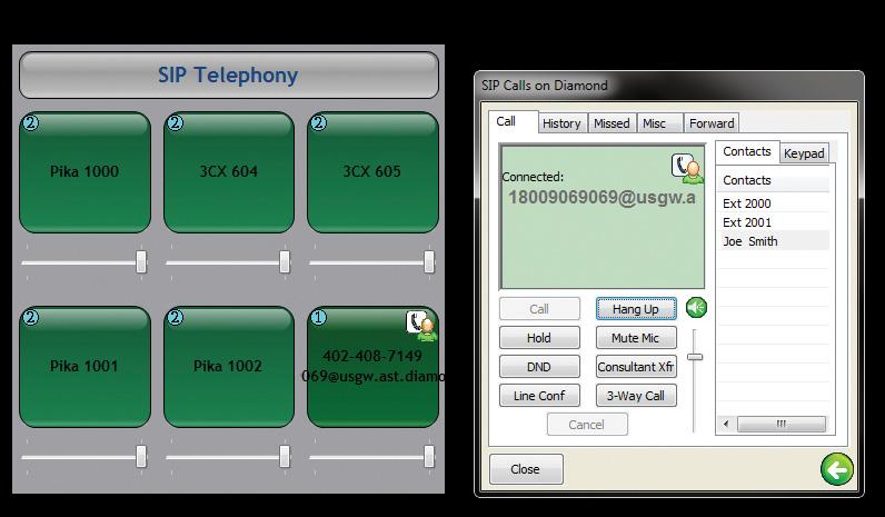 Six audio channels 12 VDC operation Blind call transfer two parties are in a call and one transfers the call to a third party without first contacting the third party.