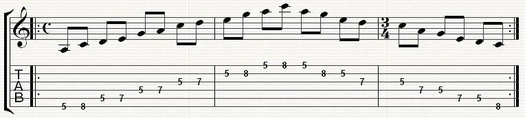Minor Pentatonic Scale Exercise One Now that we know how to technically play the scale and also read it in Tab, let's now practise the Minor Pentatonic Scale.