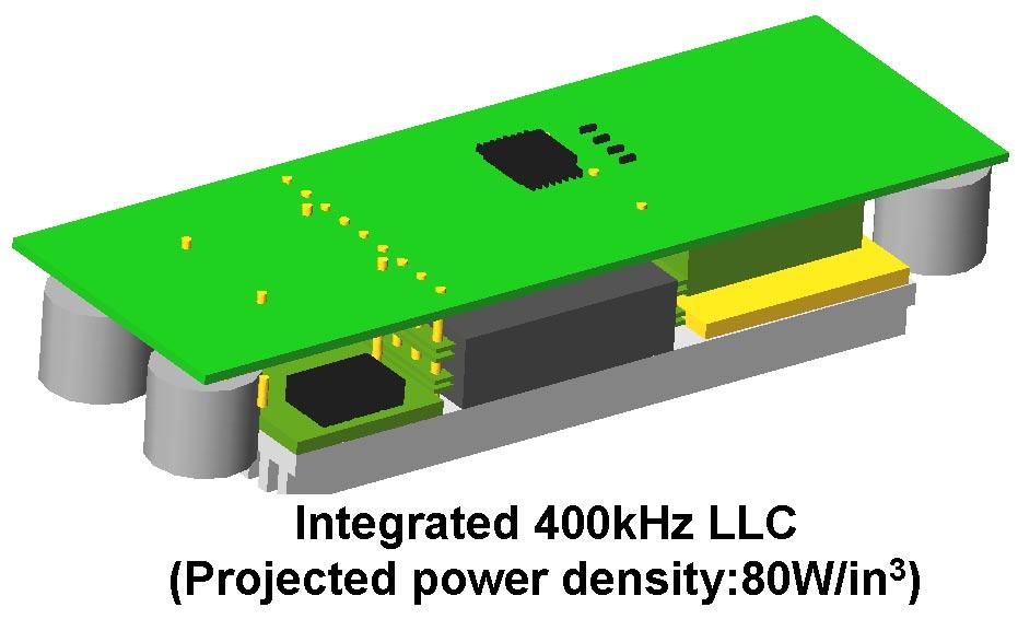 Also, the active IPEM will reduce the size for primary switches. With advanced integration, the power density of 400kHz LLC resonant could be further improved. Figure 5.