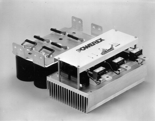 The power assembly is mounted on a forced aircooled heatsink and features state-of-the-art Powerex F-series trench gate IGBTs with low conduction and switching losses for high efficiency operation.