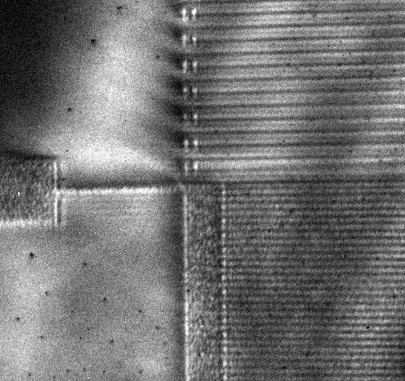 SXR imaging of polysilicon lines on Silicon 100 nm lines are visible 60 sec exposure - 750 magnification