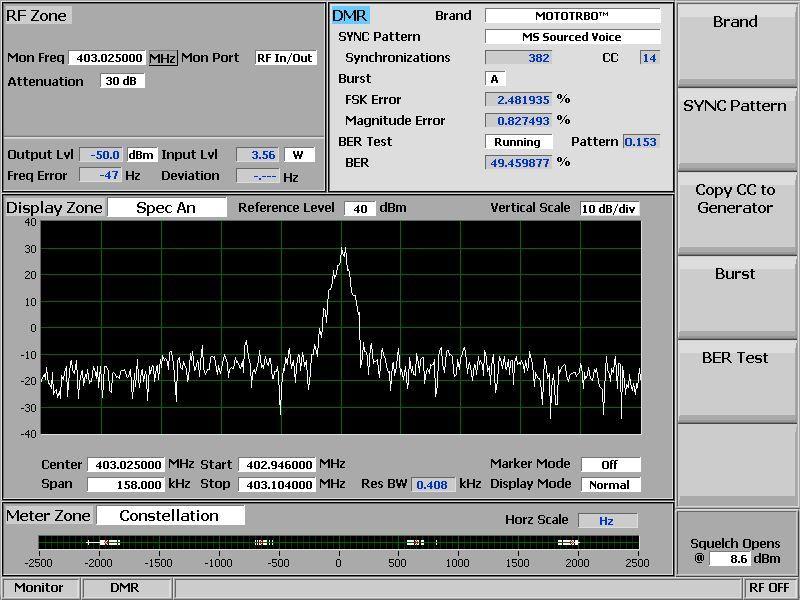 Note that the FSK Error % and Magnitude Error % fields display the quality of the radio s Digital Modulator.