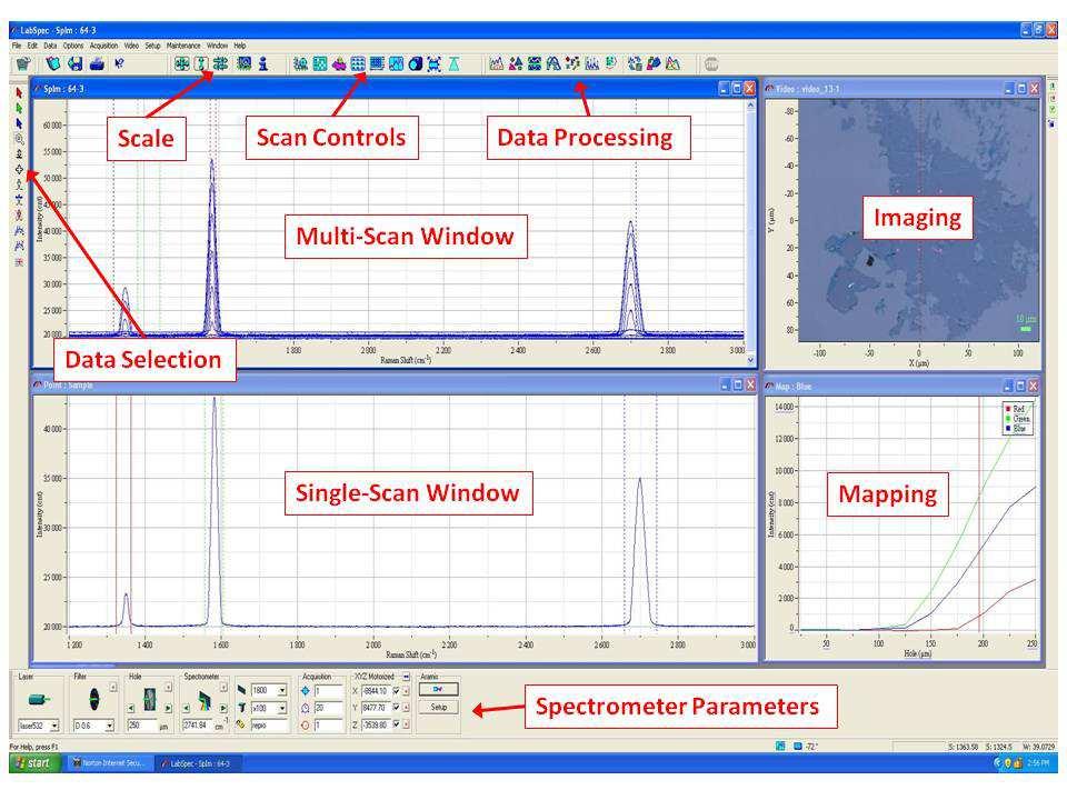 Page 4 of 11 3.0 User Interface Overview 3.1 Overview LabSPEC 5 the software used to run the LabRAM spectrometer can be found on the desktop.