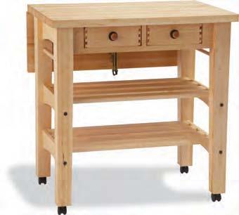 With Drop-leaf Extended Maple Drop-Leaf Kitchen Island With 2 drawers & casters.