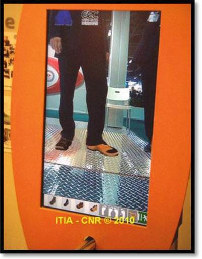 28 J. Carmigniani and B. Furht Fig. 1.12 User trying on virtual shoes in front of the Magic Mirror [21] markers, the virtual position can be reconstructed accurately.