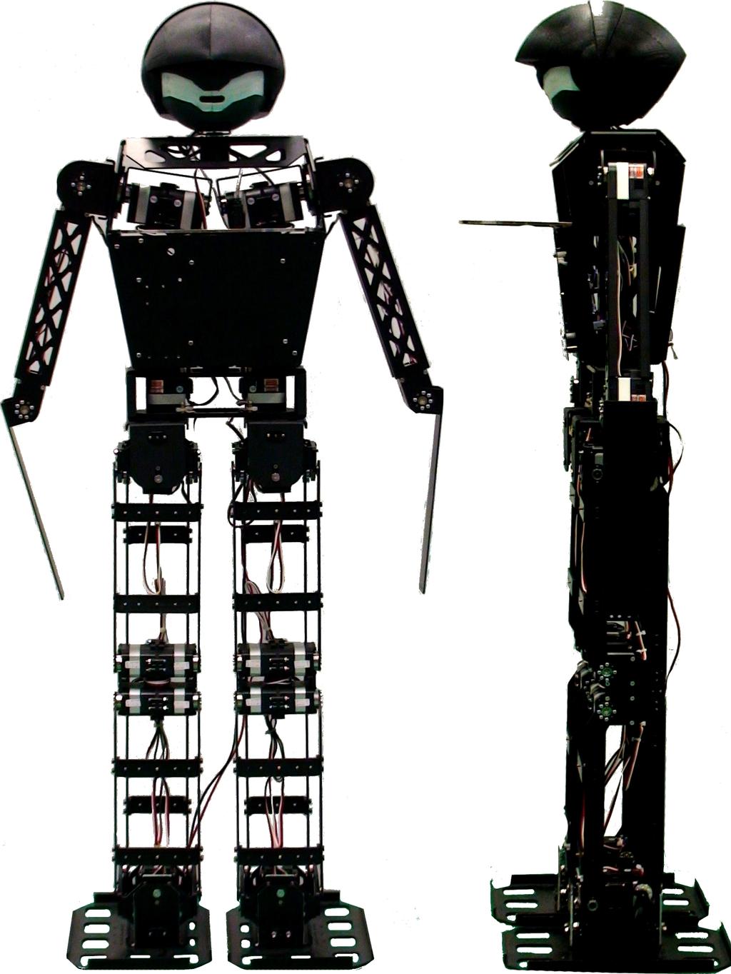 Fig. 1. RETr-2010, the latest version Robo-Erectus TeenSize. where the pitch joints in the hips and the ankles yet maintaining the ability to walk, recover and kick (See Table 1).