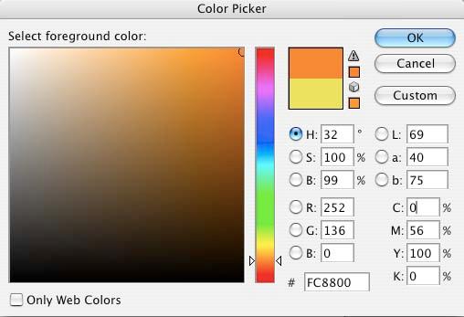 In Photoshop, if you select a color that is