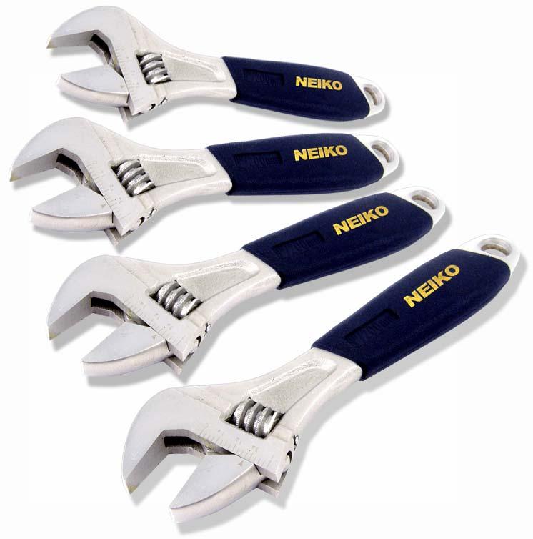 4 PC. ADJUSTABLE WRENCHES W/ COMFORT GRIP These Adjustable wrenches are manufactured to precision standards.