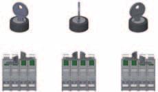 1SC3MCE19AA E2 1SC3NCE19AA E2 1SC3PCE19AA E2 1SC3QCE19AA E2 1SC3RCE19AA The 3-position selectors are supplied with actuators that activate 2 contacts at the same time.