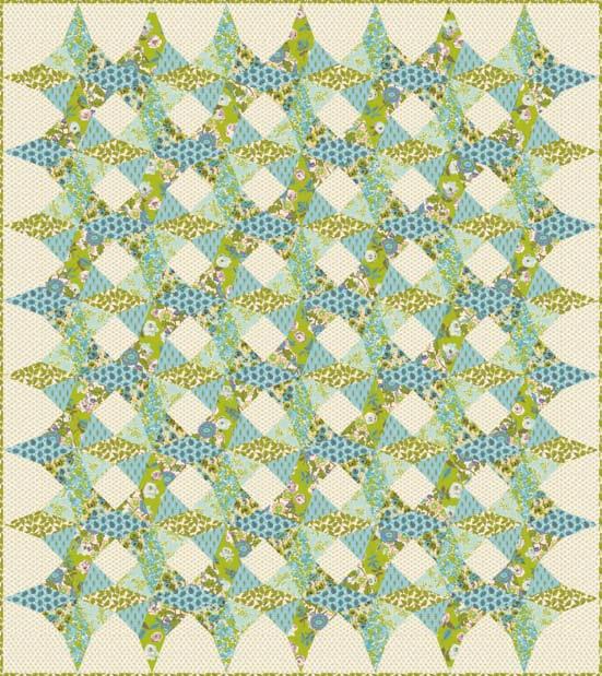Using the Love Grows fabric collection, the Kaleidoscope quilt can be created in various colorations. Below are two more color options.