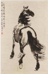 Executed in 1945, where he lodged in the Zhaojue Buddhist temple in Chengdu, Tibetan Dancer (image right, estimate: HK$3-4 million/ US$386,000-515,000), is an excellent example of his new style where