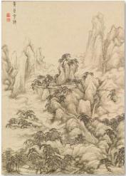 This sale will present a set of six hanging scrolls in ink and ink and colour on paper: Landscapes in Ancient Style (image below, estimate: HK$1-1.5 million/ US$130,000 194,000).