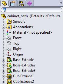 SOLIDWORKS Fundamentals FeatureManager design tree Displays the structure of the part, assembly, or drawing.