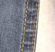 3) Make sure the proper stitch balance is being used. On a chainstitch seam on denim, you normally would like to maintain a 60%/40% relationship of Needle thread to Looper thread in the Seam.