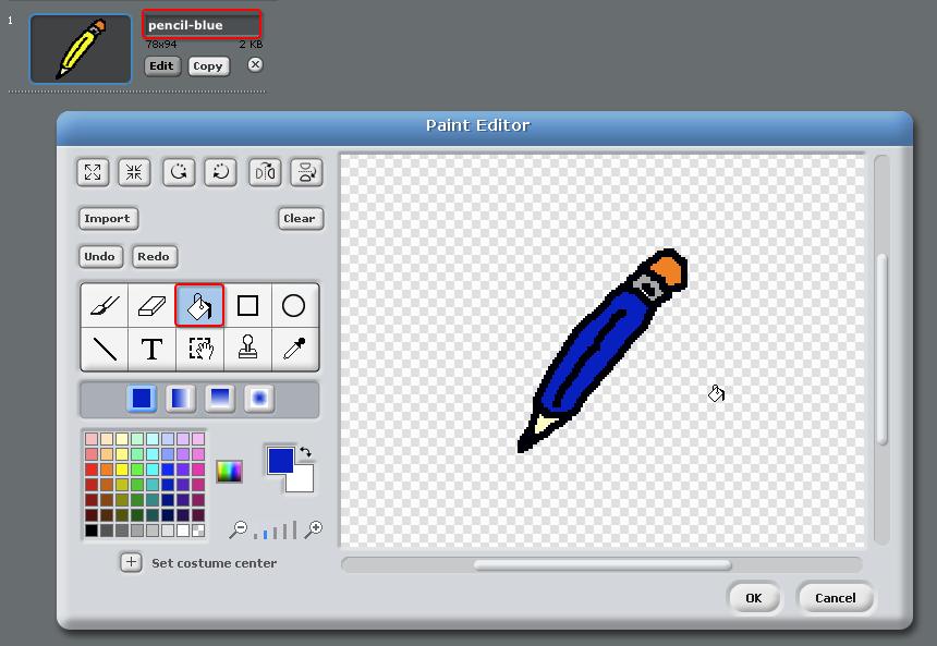 Add this code to your pencil sprite: Test out this code by clicking