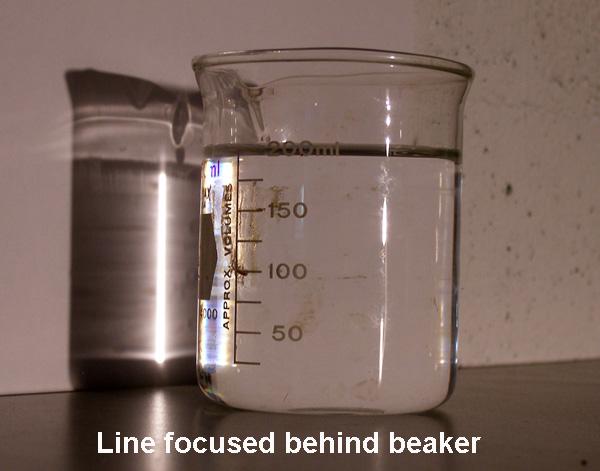 5.03 On the paper in which the beaker is sitting (the paper with the + ) make a mark