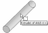 Move the AXLE. 235) Click and drag the AXLE left to right. The AXLE translates in and out of the RodClevis holes. The Mate Pop-up toolbar is displayed after selecting the two cylindrical faces.