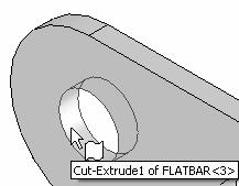 273) Click Zoom to Area on the second FLATBAR and the AXLE. Insert a Concentric Mate. 274) Click Mate from the Assembly toolbar. 275) Click the left inside hole face of the second FLATBAR.