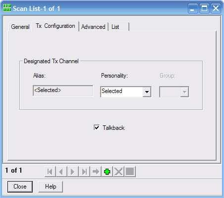 Figure 3-11 Designated Tx Channel and Talkback can be selected here.