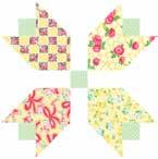 Repeat to make 8 Half Square Triangles. Square up the Half Square Triangles to 4½". Flower Unit Sew 2 Flower Units and a Riley white solid 2½" x 8½" rectangle together to make Row 1.