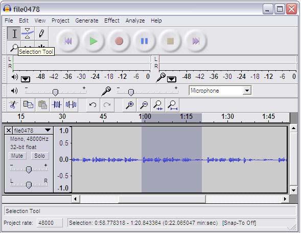 Editing your recording To edit a part of your recording choose the selection tool icon, which looks like a capital I.