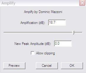 From the Effect menu, click on Amplify, or select any of the other available effects that suit your requirements.