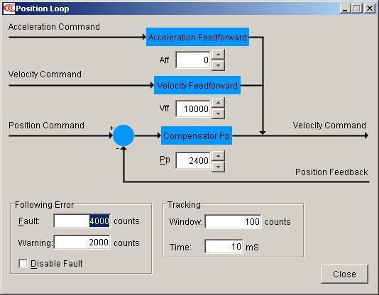 Screen Guide Position Loop Parameter Screen You may adjust the Position Loop Tuning value on this screen.