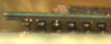 . In this eperiment, a 120um thick metal mask was utilized to screen the solder paste in order to mount the bottom package on the board, this generates about a 60um thick solder since half of it is