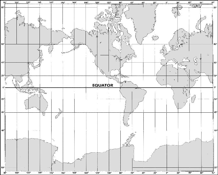NAUTICAL CHARTS 25 Figure 306. A Mercator map of the world. progressively shorter.