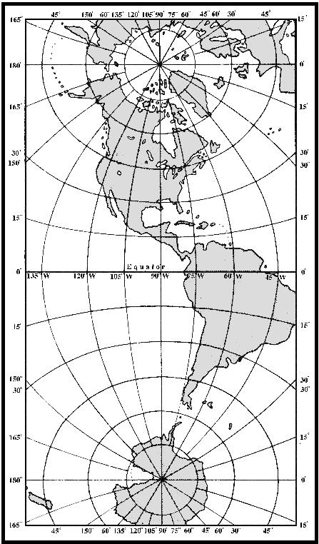 26 NAUTICAL CHARTS as the latitude changes. Figure 309a. An oblique Mercator projection. Figure 307. A transverse Mercator map of the Western Hemisphere. 308.