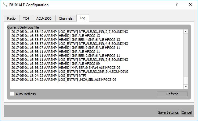 RadCommSoft, LLC F8101ALE User s Guide Aug 2017 6 The Log tab simply displays the running ZULU day log of activity.