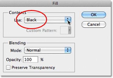 Set the Use option at the top of the dialog box to Black, then click OK to close out of the dialog box.