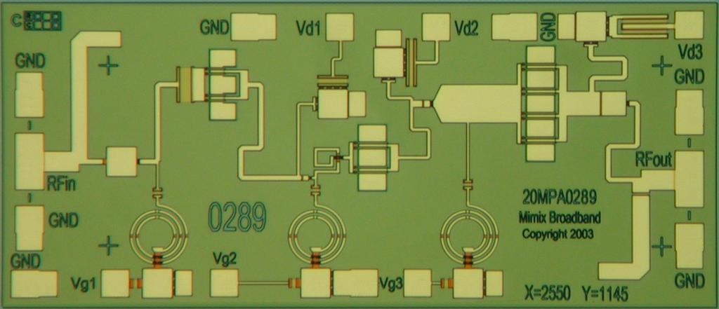 17.0.0 GHz GaAs MMIC August 07 Rev 08Aug07 Features Excellent Saturated Output Stage Competitive RF/DC Bias Pin for Pin Replacement.0 Small Signal Gain +.